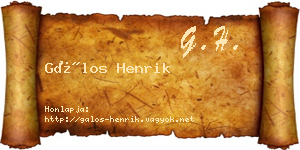 Gálos Henrik névjegykártya