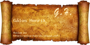 Gálos Henrik névjegykártya
